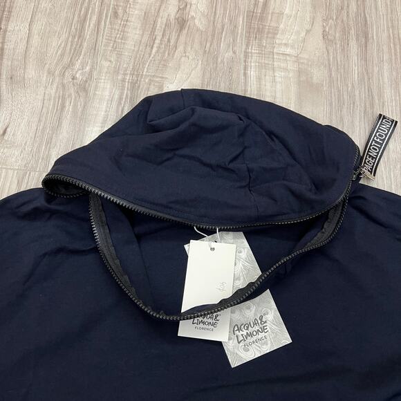 Acqua & Limone Oversized Hoodie Dress Black Graphic FOHR Made in Italy One Size - Picture 11 of 13